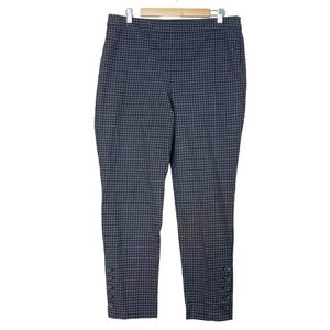 Talbots Houndstooth Chatham Tapered Pants size 14 Side Zip High Waist Gray
